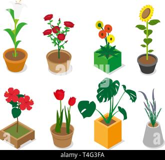 Isometrica fiore assortiti Illustrazione Vettoriale