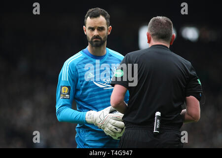 Glasgow, Scozia - aprile 14. Joe Lewis di Aberdeen durante la William Hill Coppa Scozzese semi finale tra Celtic e Aberdeen Foto Stock
