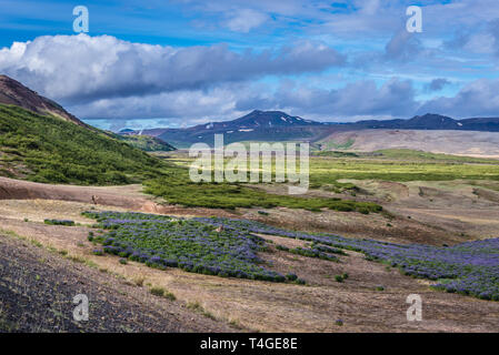 Vista aerea da Namafjall mountain pass vicino città Reykjahlid, Islanda Foto Stock