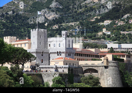 Principi di Palazzo Grimaldi, Royal Palace, Le Rocher, roccia, Monaco, Cote d Azur, Mediterraneo, Europa Foto Stock