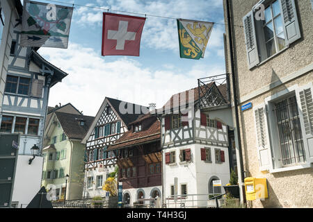 Arbon, SG / Svizzera - Aprile 7, 2019: vista del centro storico della città nella città svizzera di Arbon Foto Stock