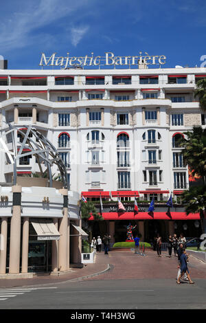 Majestic Barrière Hotel, Cannes, Cote d'Azur, Riviera Francese, Alpes Maritimes Provence, Francia Foto Stock