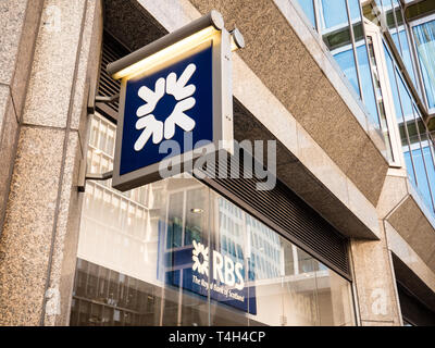 Royal Bank of Scotland segno, Royal Bank of Scotland, Victoria St, Westminster, London, England, Regno Unito, GB. Foto Stock