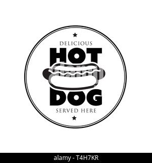 Hot Dog vintage logo timbro Illustrazione Vettoriale