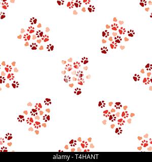 Zampa animale stampa modello seamless sfondo. Appartamento Business illustrazione vettoriale. Cane o gatto segno pawprint modello di simbolo. Illustrazione Vettoriale