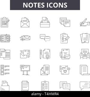 Osserva le icone della linea, set di segni, il vettore. Note Il concetto di contorno immagine: nota,graphic,isolato,oggetto,l'elemento Illustrazione Vettoriale