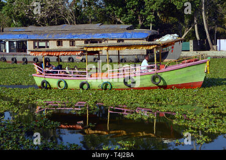 Alappuzha, Indien. Xiii Febbraio, 2019. Guidare attraverso il retro delle acque in prossimità Alappuzha nel sud dell India, registrati su 13.02.2019 | Utilizzo di credito in tutto il mondo: dpa/Alamy Live News Foto Stock