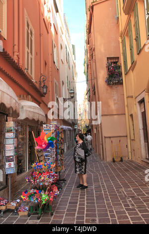 Monaco-Ville, Città Vecchia, Le Rocher (The Rock), Monaco, Cote d'Azur, Mediterraneo, Europa Foto Stock