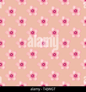 Illustrazione ad acquerello di rosso rosa rose fiorite. Set floreali su sfondo bianco senza giunture di pattern Foto Stock