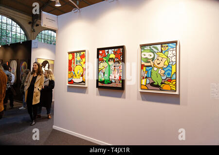 Parigi, Francia, 11 aprile 2019. Graphito Speddy visualizzate all'Arte Urbana fiera di Parigi. Credito : Veronique Phitoussi/Alamy Stock Photo Foto Stock