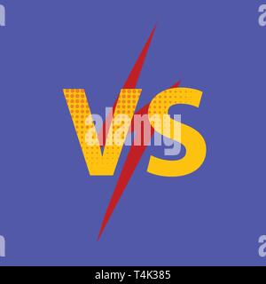 Versus VS lettere lotta sfondo nel piatto in stile fumetto design con mezzitoni Illustrazione Vettoriale