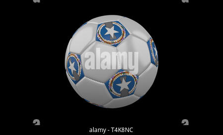 Pallone da calcio con bandiera Isole Marianne Settentrionali colori, rendering 3D Foto Stock