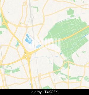 Mappa stampabile di Leverkusen, Germania con strade principali e secondarie e ferrovie più grandi. Questa mappa è stato accuratamente progettato per il routing e l'immissione individ Illustrazione Vettoriale