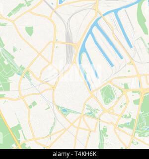 Mappa stampabile di Neuss, Germania con strade principali e secondarie e ferrovie più grandi. Questa mappa è stato accuratamente progettato per routing e mettendo i singoli d Illustrazione Vettoriale