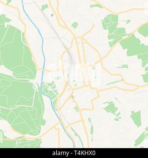 Mappa stampabile di Gera, Germania con strade principali e secondarie e ferrovie più grandi. Questa mappa è stato accuratamente progettato per routing e mettendo i singoli da Illustrazione Vettoriale