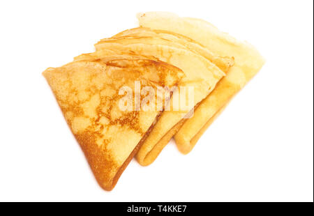 Triangolo classico ripiegato Crepes francese su sfondo bianco Foto Stock