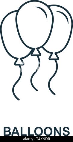 Palloncini icona di contorno. Premio di design di stile dalla luna di miele raccolta di icone. Elemento semplice di icona di palloncini. Pronto per l'uso nella progettazione web, applicazioni software, Illustrazione Vettoriale