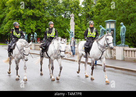 Montato pattuglia di polizia, Oslo, Norvegia Foto Stock