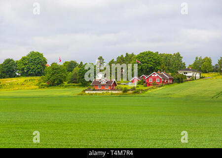 Colore tradizionale casa in legno in Norvegia Foto Stock