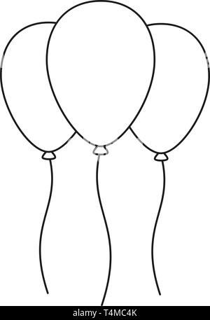 Line art in bianco e nero 3 mongolfiere Illustrazione Vettoriale