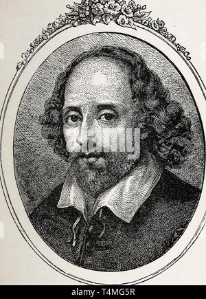 William Shakespeare (1564-1616), ritratto di incisione, 1879 Foto Stock