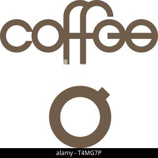 Lettering giocoso Caffè con un semplice stilizzata tazza di caffè. Progettato per i menu, schede di caffè, ecc. Illustrazione Vettoriale