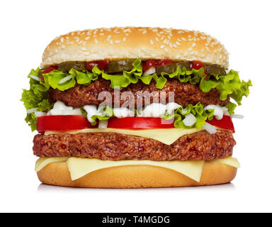 Grandi hamburger isolato su bianco Foto Stock