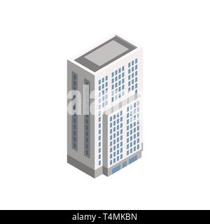 Isometrica del vettore City Building. Vettore città isometrica icona edificio isolato su sfondo bianco. Casa privata, immobili, edifici pubblici, l'Hotel. Illustrazione Vettoriale