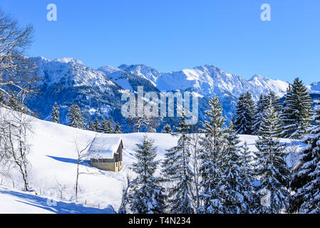 Idilliaco la natura alpina in Algovia invernale Foto Stock