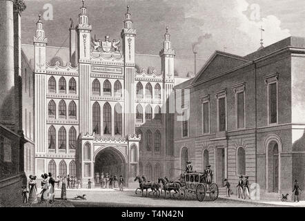 Guildhall, Londra, illustrazione di Th. H. Pastore, 1828 Foto Stock