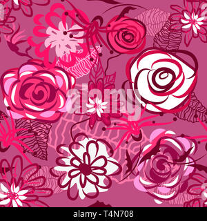 Fiori astratto vettore seamless texture in colori gentili Foto Stock