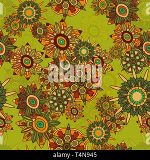 Astratta eleganza vector seamless texture con verdi piante fantastica Illustrazione Vettoriale