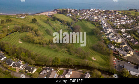 Cushendall Golf Club è un campo da golf, sociali e comunità club con sede nel cuore della bella Glens di Antrim. Fondata nel 1937 e affiliata al Golf Union di Irlanda nel 1938. Foto Stock