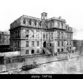 La storia della California - Scuola di Lincoln House, quinta strada, dall'angolo del mercato, San Francisco ca. 1866 Foto Stock