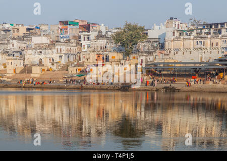 Lago di Pushkar, Pushkar, Rajasthan, India Foto Stock