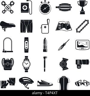 Il ciclismo moderno equipaggiamento set di icone. Semplice insieme di ciclismo moderno equipaggiamento icone vettoriali per il web design su sfondo bianco Illustrazione Vettoriale