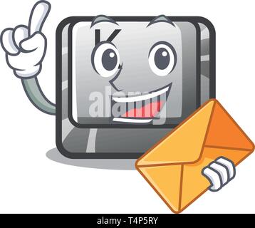 Con il tasto Busta K nella forma di cartoni animati Illustrazione Vettoriale