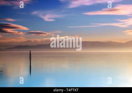 Vista da Lindau sul Lago di Costanza a Vorarlberg e in Svizzera, Germania, Europa Foto Stock