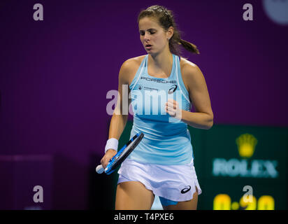 DOHA, Qatar - 13 febbraio : Julia Goerges della Germania al 2018 Qatar Totale aperto WTA Premier torneo di tennis Foto Stock
