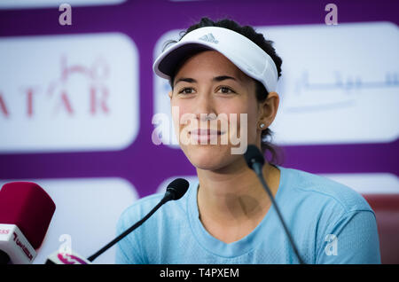 DOHA, Qatar - 13 febbraio : Garbine Muguruza della Spagna al 2018 Qatar Totale aperto WTA Premier torneo di tennis Foto Stock