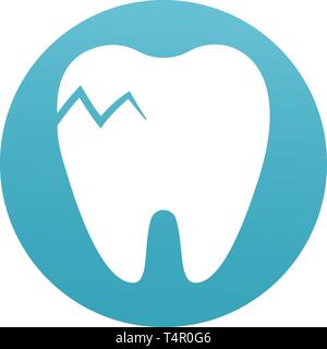 Dente rotto icona piana, odontoiatria e medicina. Problema dentale. Fratturato e denti scheggiati. Mal di denti, cure dentarie concetto. Malsano, incrinato e Illustrazione Vettoriale