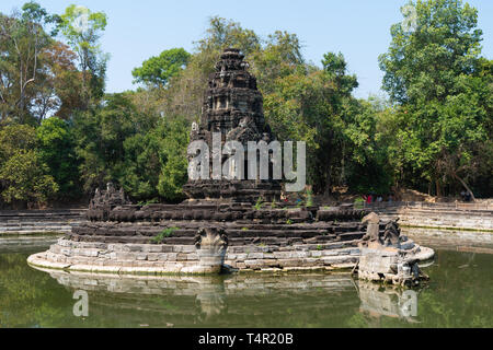 La Neak Pean lago, Banteay Srei, Cambogia vicino a Angkor Wat e Banteay Srei templi Foto Stock