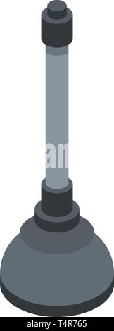 Servizi igienici icona dello stantuffo, stile isometrico Illustrazione Vettoriale