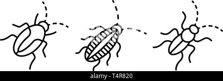 Scarafaggio set di icone di stile di contorno Illustrazione Vettoriale