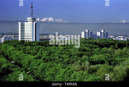 (190418) -- URUMQI, Aprile 18, 2019 (Xinhua) -- file non datata foto mostra la zona urbana di Shihezi, a nord-ovest della Cina di Xinjiang Uygur Regione autonoma. Shihezi, circa 150 chilometri a nord-ovest di Urumqi, è una città giovane che era stato istituito negli anni cinquanta nel deserto del Gobi dello Xinjiang. Grazie a diverse generazioni degli sforzi del popolo di Xinjiang e la produzione di Xinjiang e costruzione Corps, è diventato un bellissimo e sviluppata città nella regione autonoma. Il verde urbano area ha raggiunto 2.580 ettari, dello spazio verde nei parchi ha raggiunto 341 ettari, nonché 8 parchi a tema sono situati Foto Stock