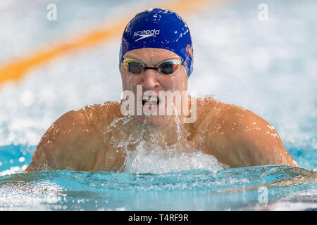 Glasgow, Regno Unito. Xviii Apr, 2019. Contrassegnare Szaranek (Carnegie) in Mens aprire 400m IM durante il terzo giorno del British Swimming Championships 2019 a Tollcross International centro nuoto il giovedì 18 aprile, 2019 a Glasgow in Scozia. Credito: Taka G Wu/Alamy Live News Foto Stock