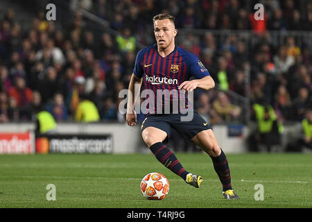 Barcellona, 16-04-2019. UEFA Champions League 2018/ 2019, 1/4. Barcelona-Manchester uniti. Arthur Melo di Barcellona durante il gioco Barcelona-Manchester Regno Foto Stock