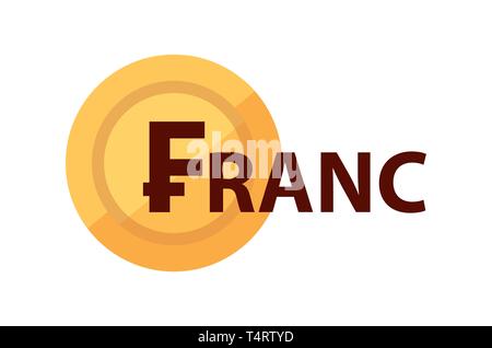Il logo del vettore con una frase - Franco e medaglia d'oro con il simbolo di valuta Illustrazione Vettoriale