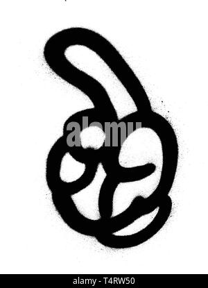 Graffiti di puntamento spruzzato a mano in nero su bianco Illustrazione Vettoriale