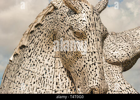 30 metro di altezza testa di cavallo sculture del Kelpies - Scozia - UK Foto Stock